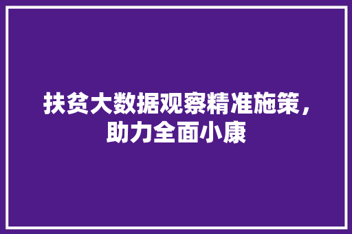 扶贫大数据观察精准施策，助力全面小康