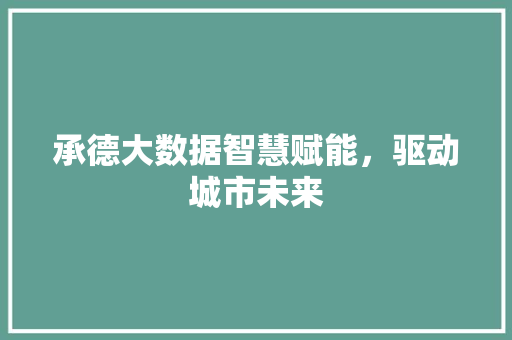 承德大数据智慧赋能，驱动城市未来  第1张
