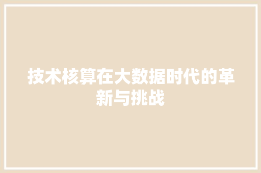 技术核算在大数据时代的革新与挑战