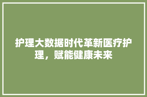 护理大数据时代革新医疗护理，赋能健康未来  第1张