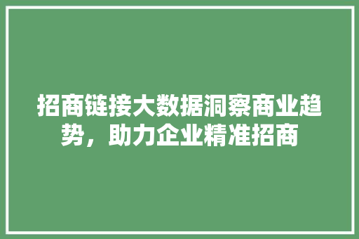 招商链接大数据洞察商业趋势，助力企业精准招商  第1张