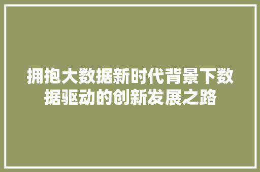 拥抱大数据新时代背景下数据驱动的创新发展之路  第1张