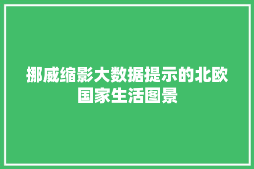 挪威缩影大数据提示的北欧国家生活图景