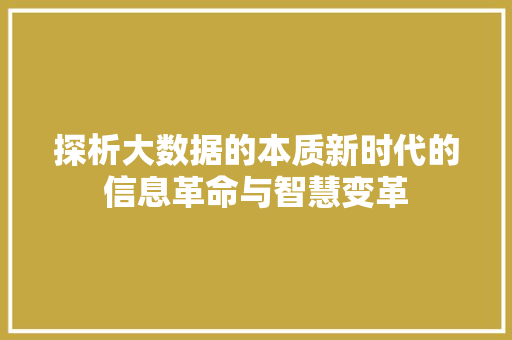 探析大数据的本质新时代的信息革命与智慧变革  第1张