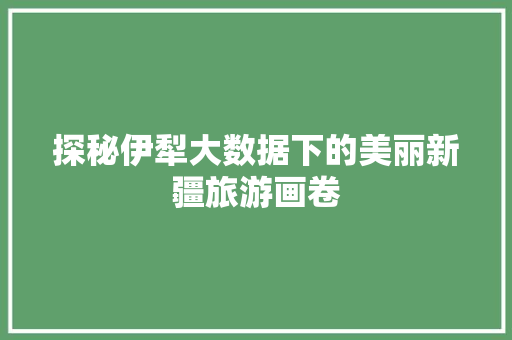 探秘伊犁大数据下的美丽新疆旅游画卷