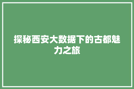 探秘西安大数据下的古都魅力之旅  第1张