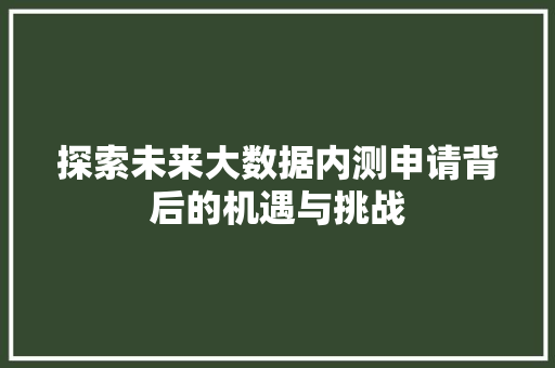 探索未来大数据内测申请背后的机遇与挑战  第1张