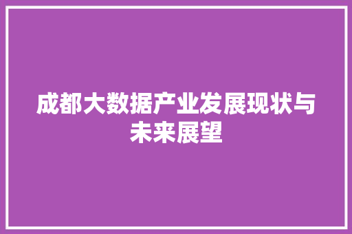 成都大数据产业发展现状与未来展望  第1张