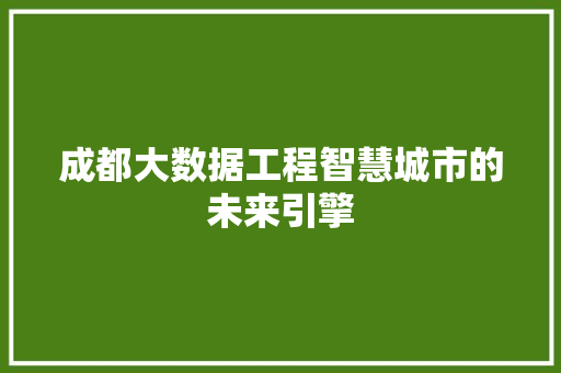 成都大数据工程智慧城市的未来引擎  第1张