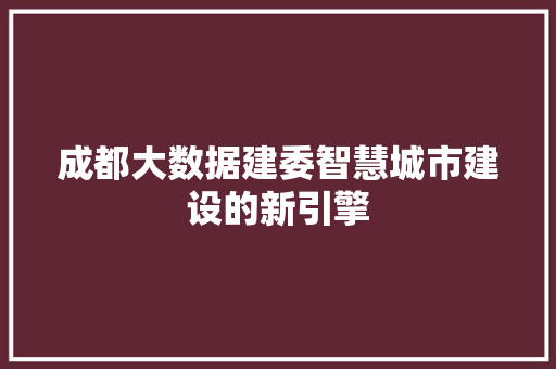 成都大数据建委智慧城市建设的新引擎
