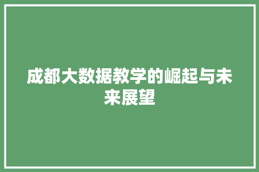成都大数据教学的崛起与未来展望  第1张