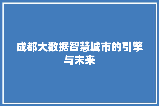 成都大数据智慧城市的引擎与未来  第1张