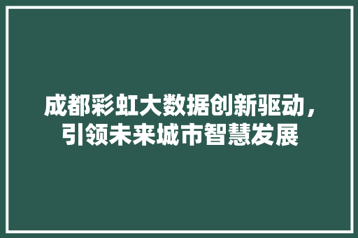 成都彩虹大数据创新驱动，引领未来城市智慧发展  第1张