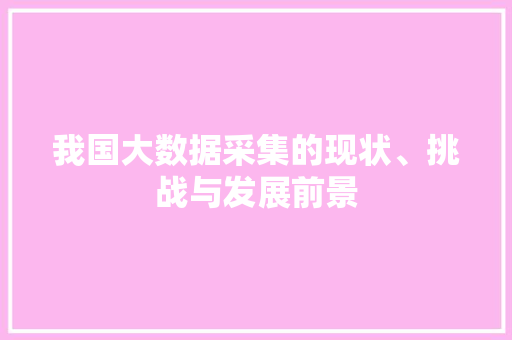 我国大数据采集的现状、挑战与发展前景  第1张