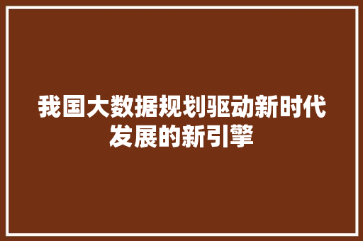 我国大数据规划驱动新时代发展的新引擎  第1张