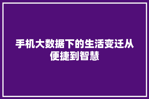 手机大数据下的生活变迁从便捷到智慧  第1张