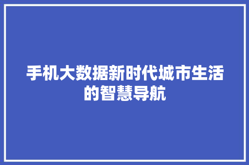 手机大数据新时代城市生活的智慧导航  第1张