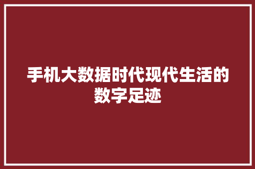 手机大数据时代现代生活的数字足迹  第1张