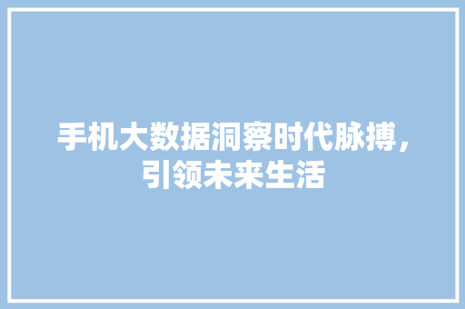手机大数据洞察时代脉搏，引领未来生活  第1张