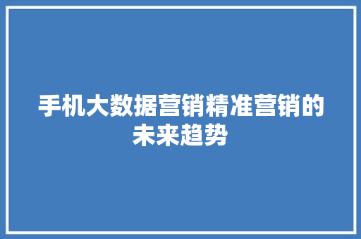 手机大数据营销精准营销的未来趋势  第1张