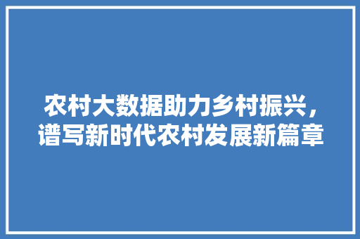 农村大数据助力乡村振兴，谱写新时代农村发展新篇章  第1张
