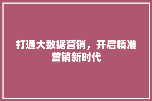 打通大数据营销，开启精准营销新时代  第1张
