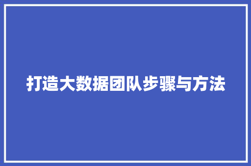 打造大数据团队步骤与方法  第1张