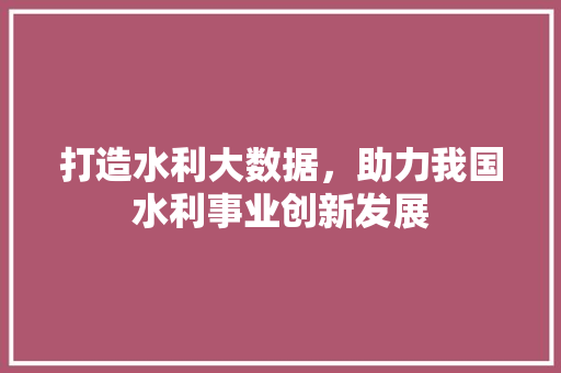 打造水利大数据，助力我国水利事业创新发展  第1张
