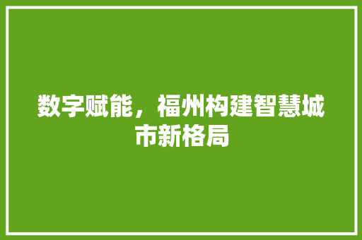 数字赋能，福州构建智慧城市新格局  第1张