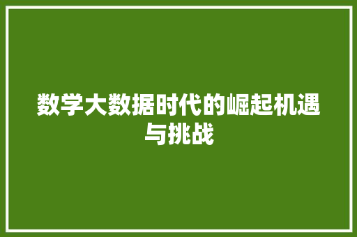 数学大数据时代的崛起机遇与挑战  第1张