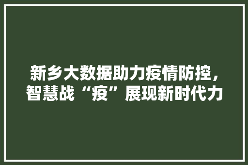 新乡大数据助力疫情防控，智慧战“疫”展现新时代力量  第1张