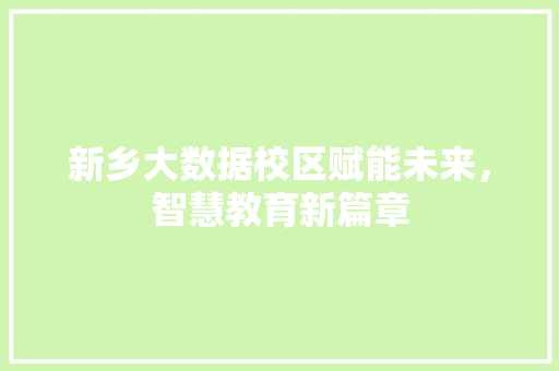 新乡大数据校区赋能未来，智慧教育新篇章  第1张