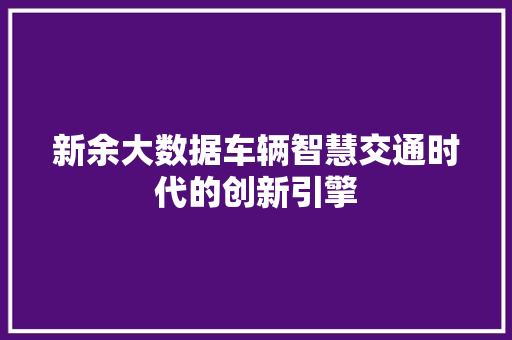 新余大数据车辆智慧交通时代的创新引擎
