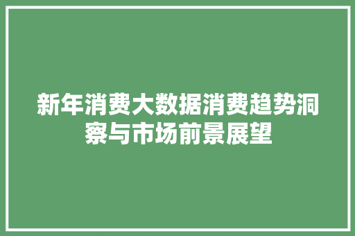 新年消费大数据消费趋势洞察与市场前景展望  第1张