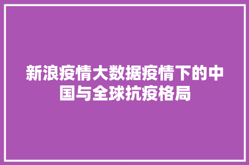 新浪疫情大数据疫情下的中国与全球抗疫格局  第1张