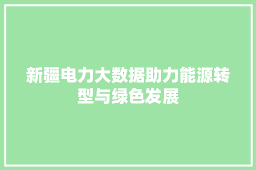 新疆电力大数据助力能源转型与绿色发展  第1张