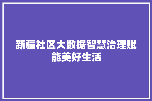 新疆社区大数据智慧治理赋能美好生活  第1张