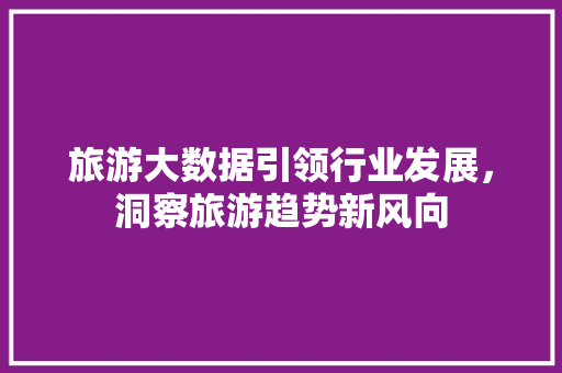 旅游大数据引领行业发展，洞察旅游趋势新风向  第1张