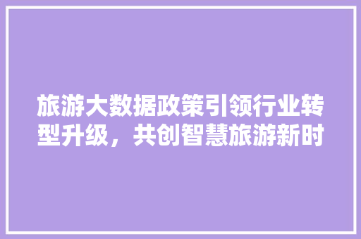 旅游大数据政策引领行业转型升级，共创智慧旅游新时代  第1张
