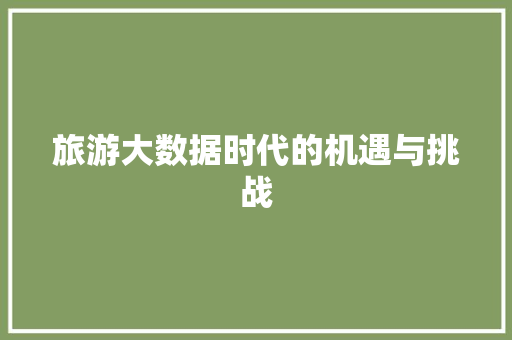 旅游大数据时代的机遇与挑战  第1张