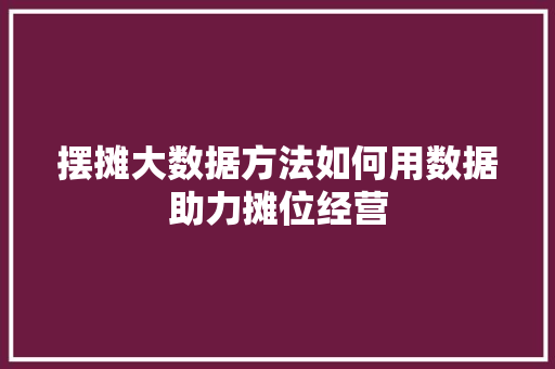 摆摊大数据方法如何用数据助力摊位经营  第1张
