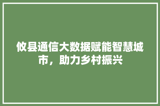 攸县通信大数据赋能智慧城市，助力乡村振兴