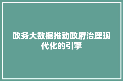 政务大数据推动政府治理现代化的引擎  第1张