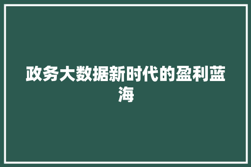 政务大数据新时代的盈利蓝海  第1张