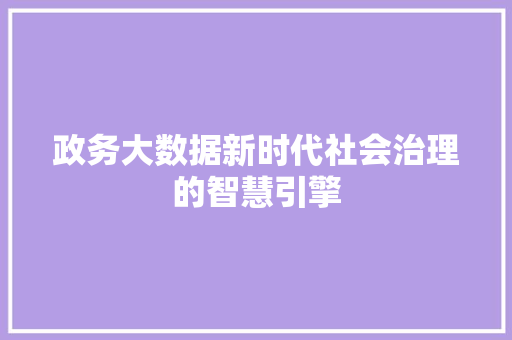 政务大数据新时代社会治理的智慧引擎  第1张
