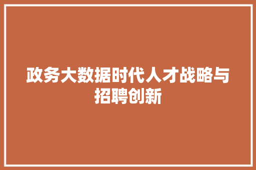 政务大数据时代人才战略与招聘创新  第1张