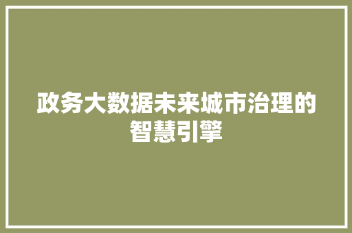 政务大数据未来城市治理的智慧引擎  第1张