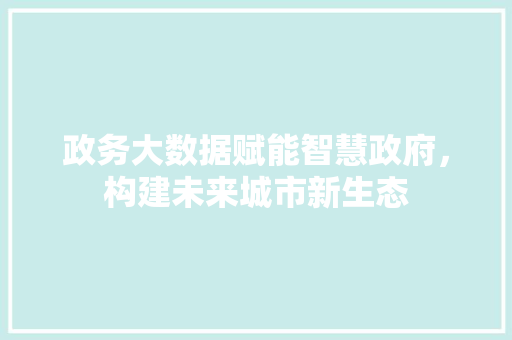 政务大数据赋能智慧政府，构建未来城市新生态  第1张