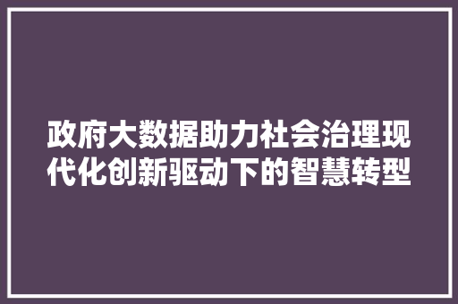 政府大数据助力社会治理现代化创新驱动下的智慧转型  第1张