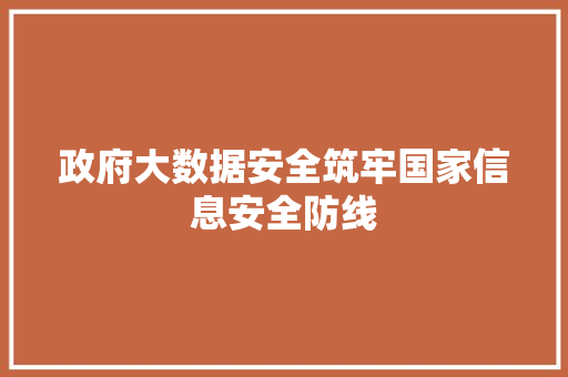 政府大数据安全筑牢国家信息安全防线  第1张